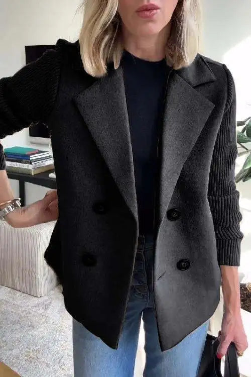 Augustine - Manteau Décontracté à Col avec Manches Patchwork