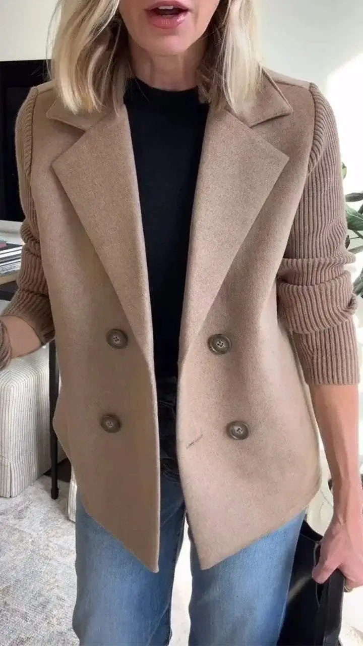 Augustine - Manteau Décontracté à Col avec Manches Patchwork