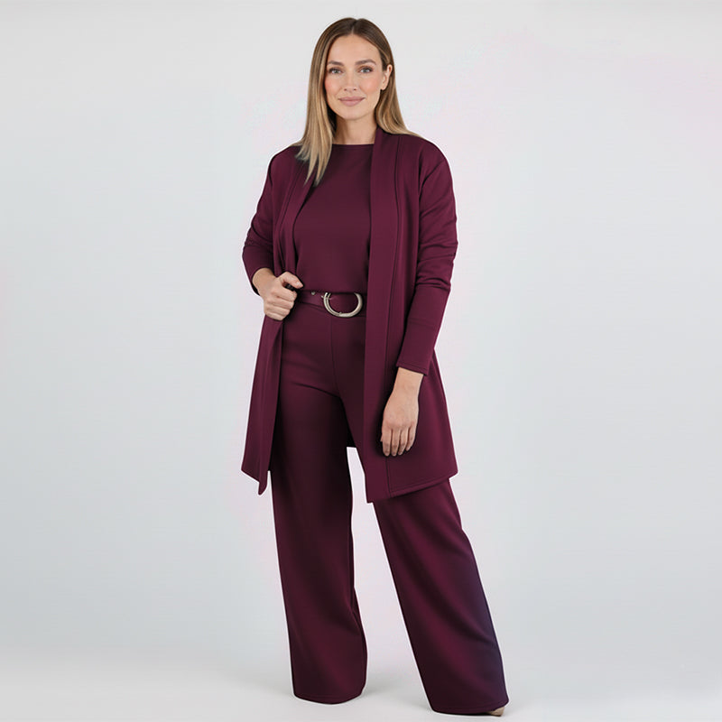 Edda - Ensemble femme trois pièces avec cardigan long élégant