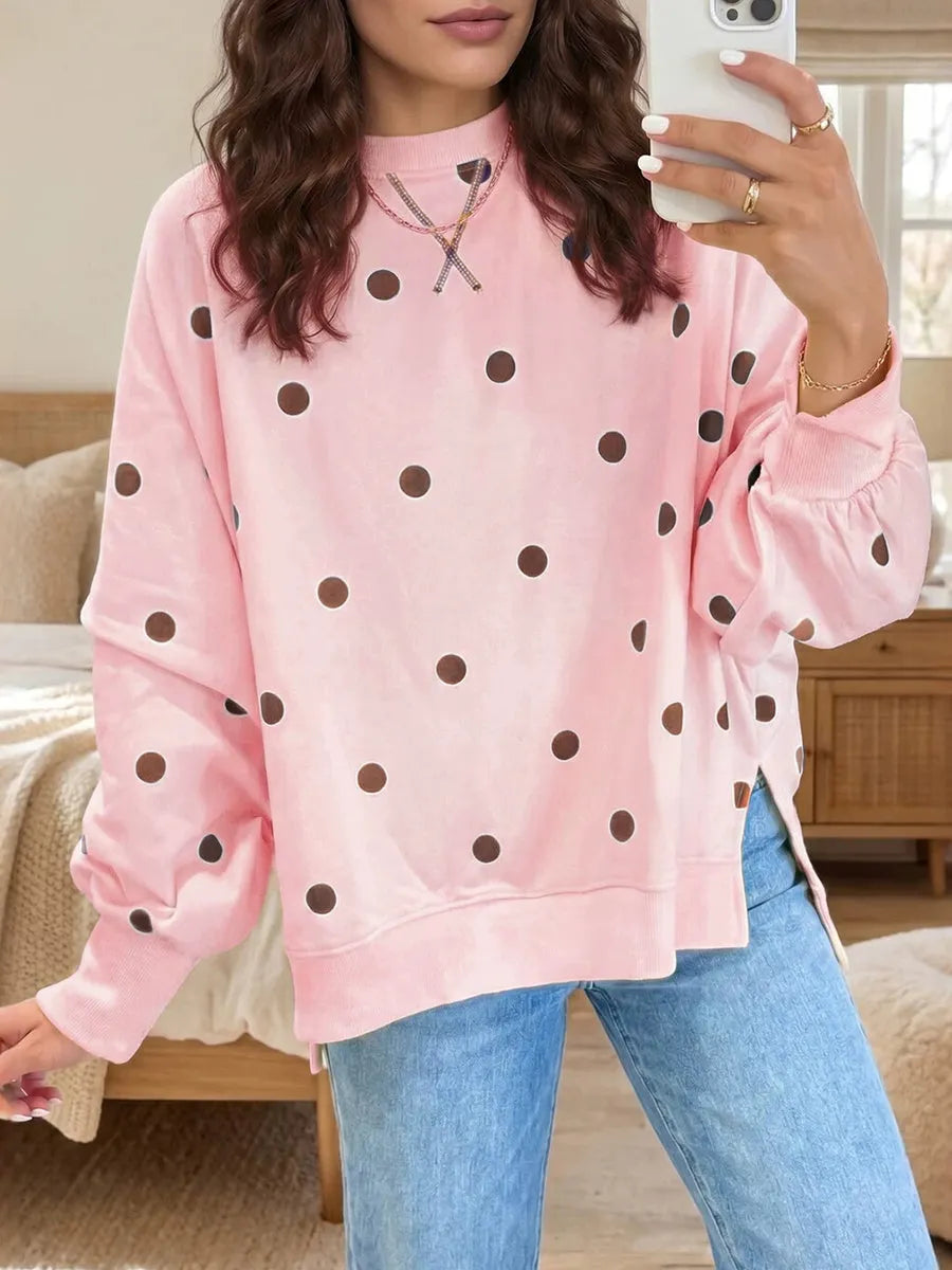 Laëtitia - Sweat femme à pois avec coupe ample décontractée