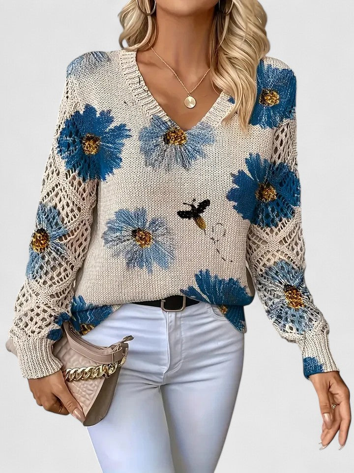 Marisavina - Pull Floral Vintage Élégant