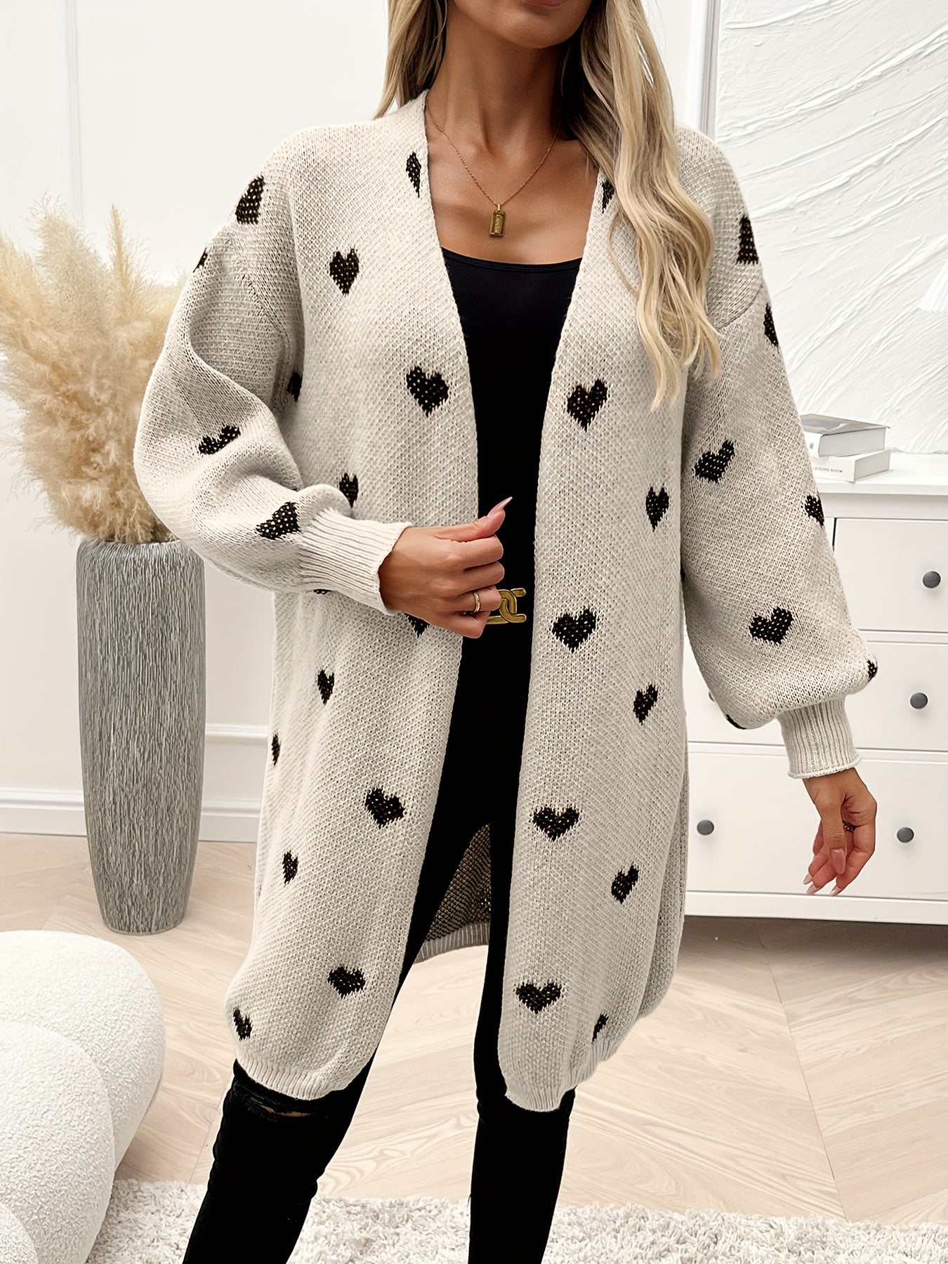 Rochelle - Cardigan Tricot à Motif Cœur