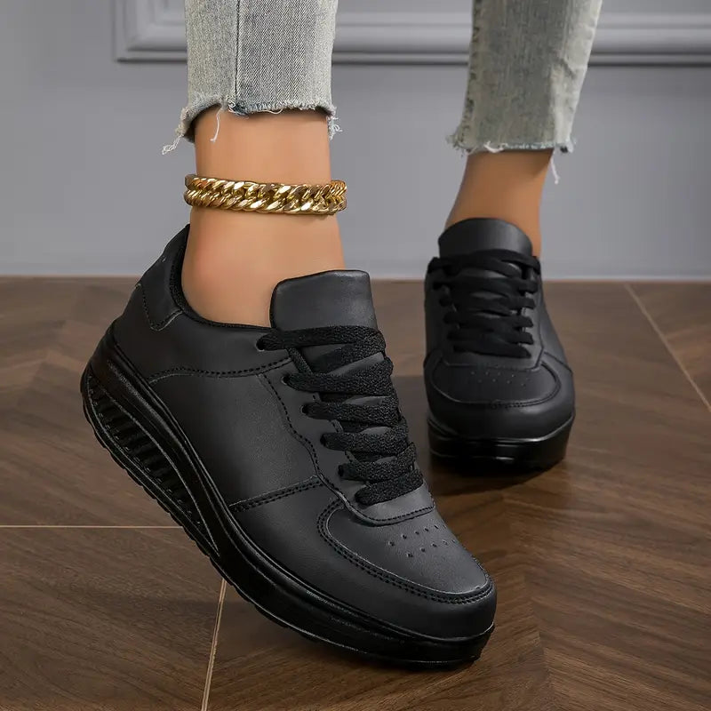 Brelina - Baskets femme plateforme lacets cuir synthétique confort quotidien