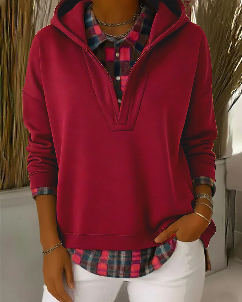 Ceralinae - Sweat à capuche, ensemble deux pièces, imitation tartan