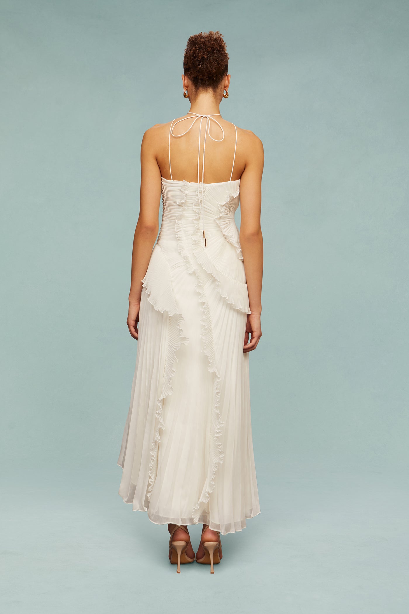 Bravielle - Robe longue femme plissée avec volants asymétriques élégants