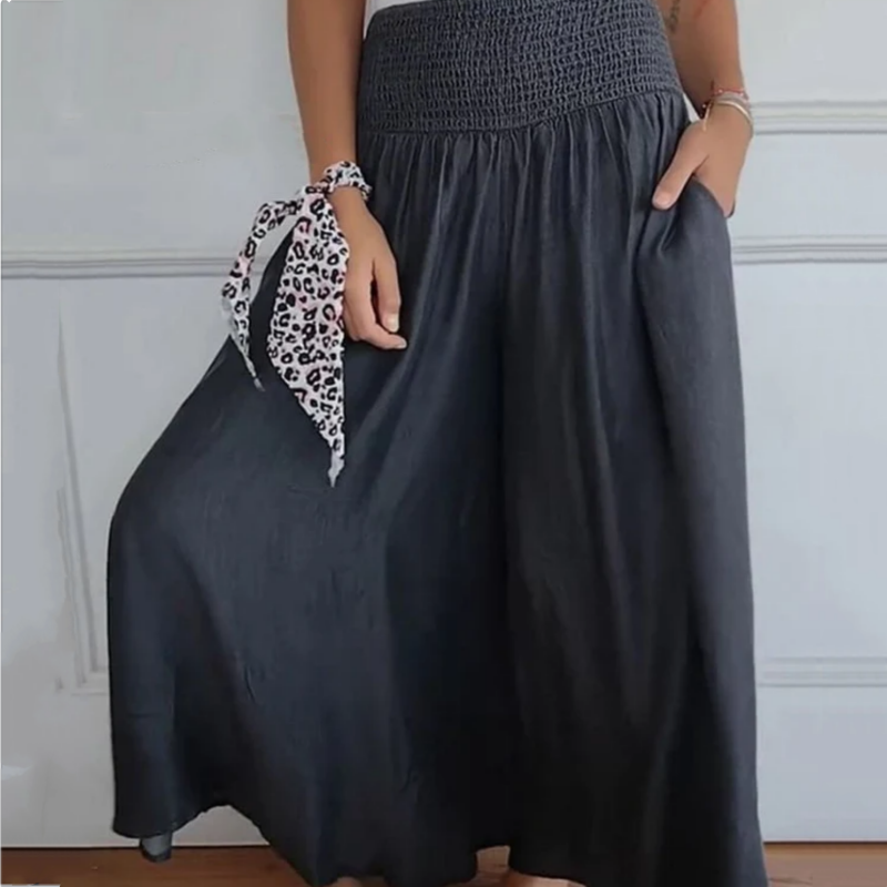 Pravina - Jean Femme Taille Haute à Jambes Larges