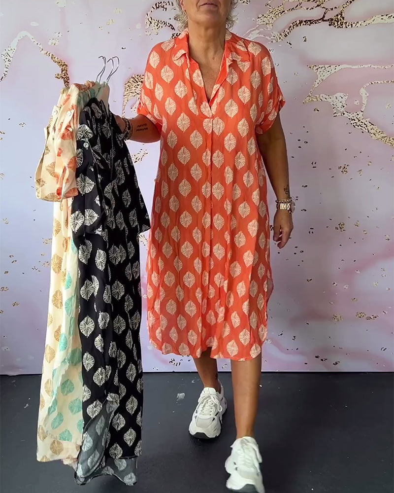Davina - Robe Chemise Ample à Manches Courtes