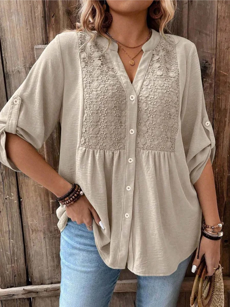 Hylora - Blouse Élégante à Décolleté V avec Boutons
