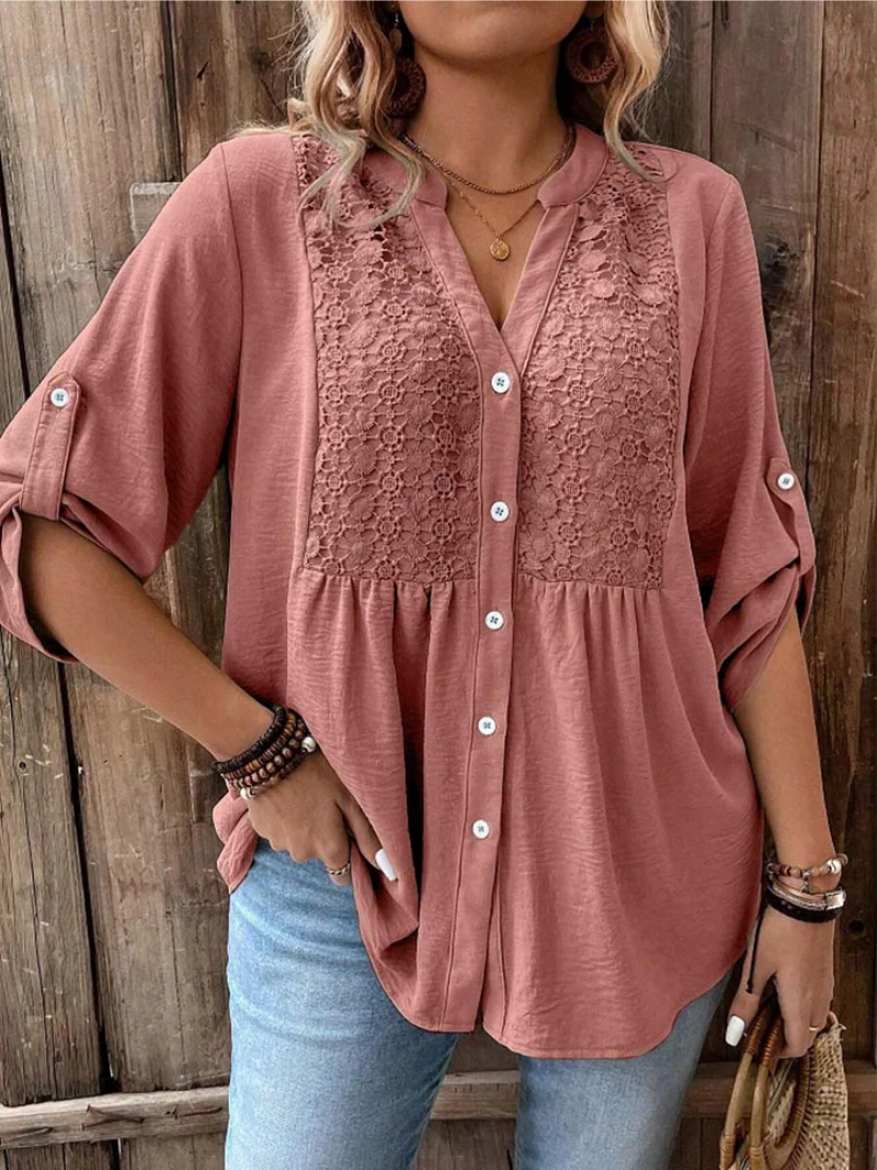 Hylora - Blouse Élégante à Décolleté V avec Boutons