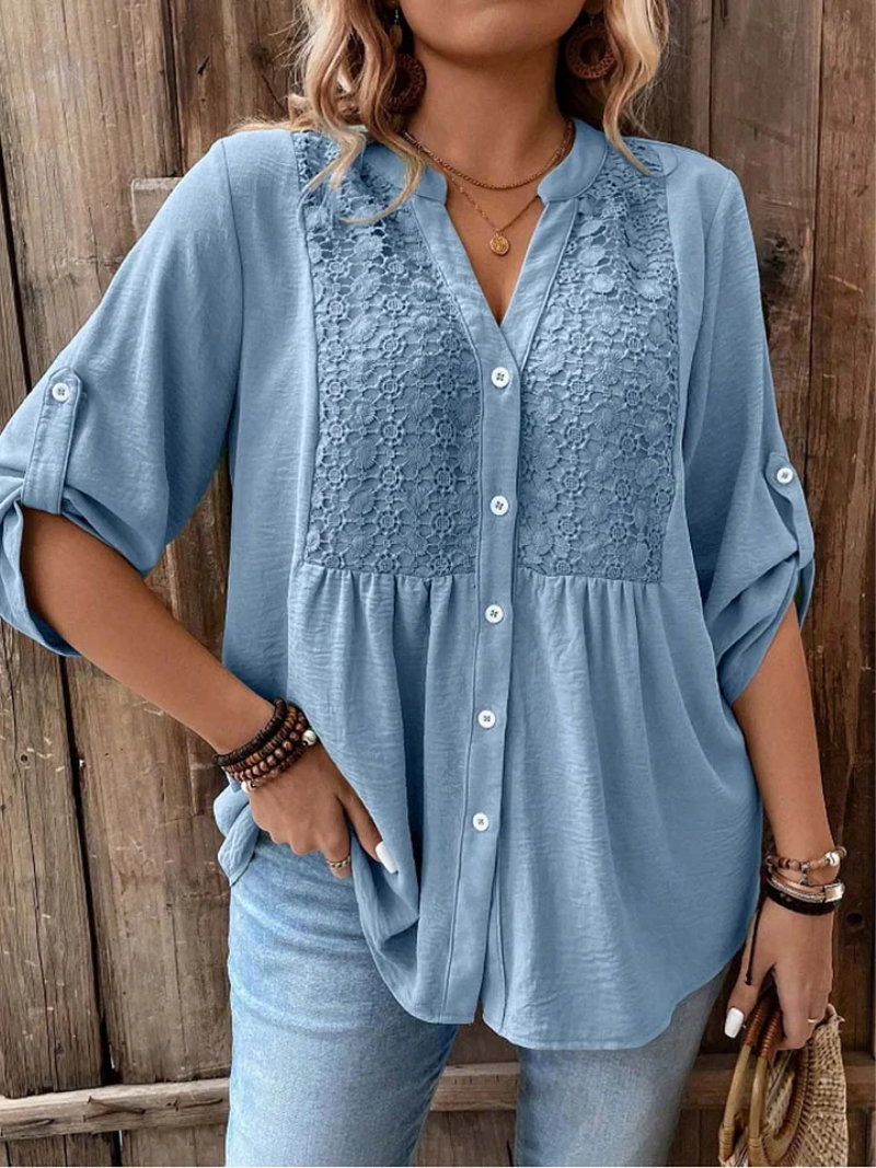 Hylora - Blouse Élégante à Décolleté V avec Boutons