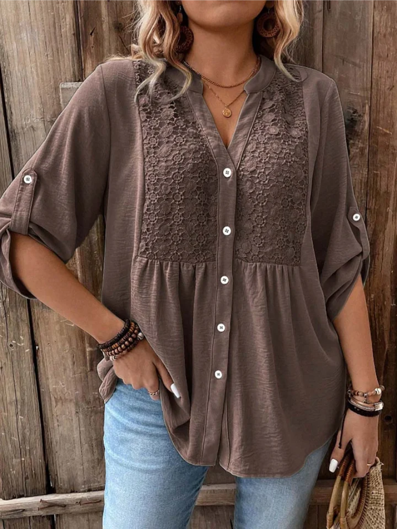 Hylora - Blouse Élégante à Décolleté V avec Boutons