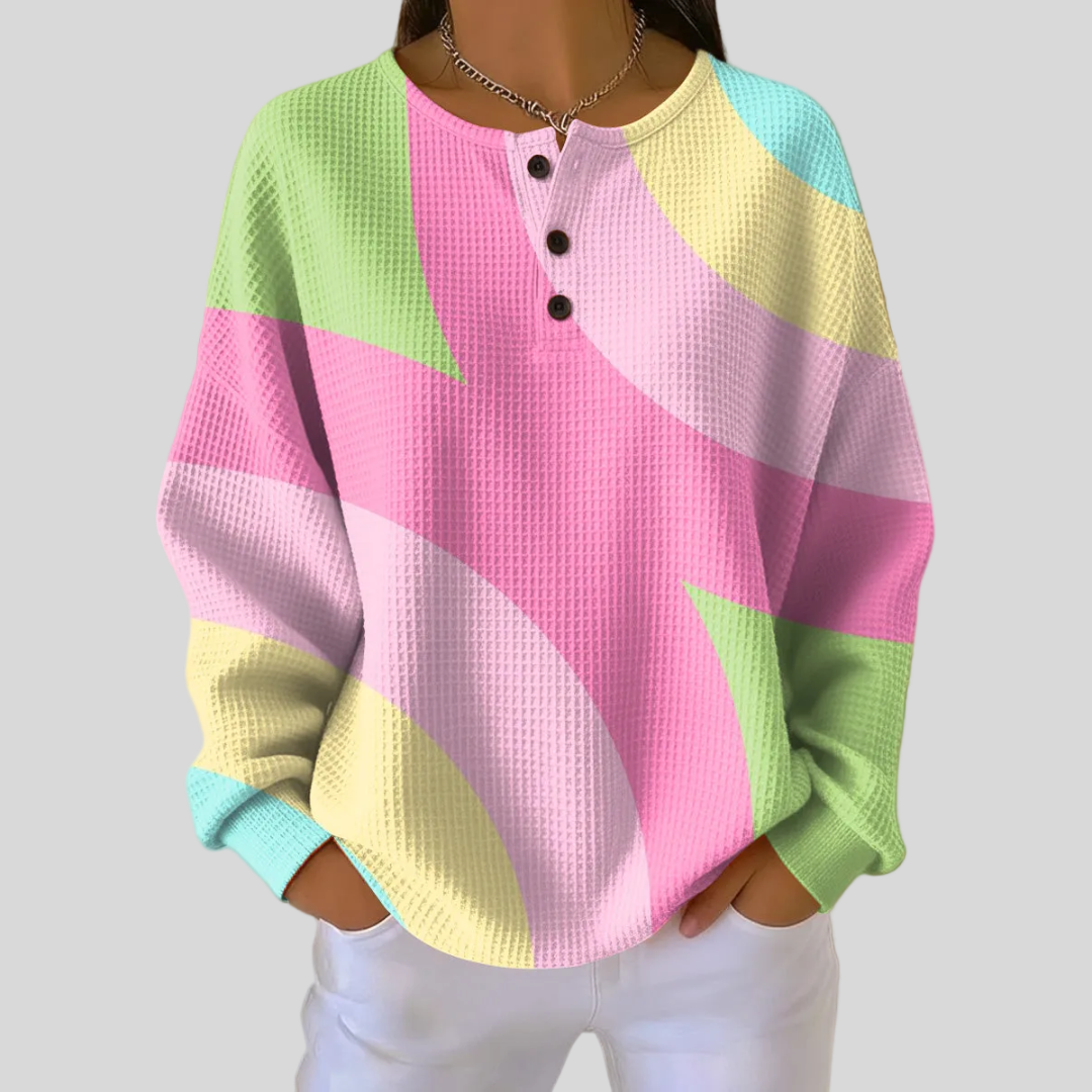 Tjarda - Sweat femme gaufré à motif abstrait coloré