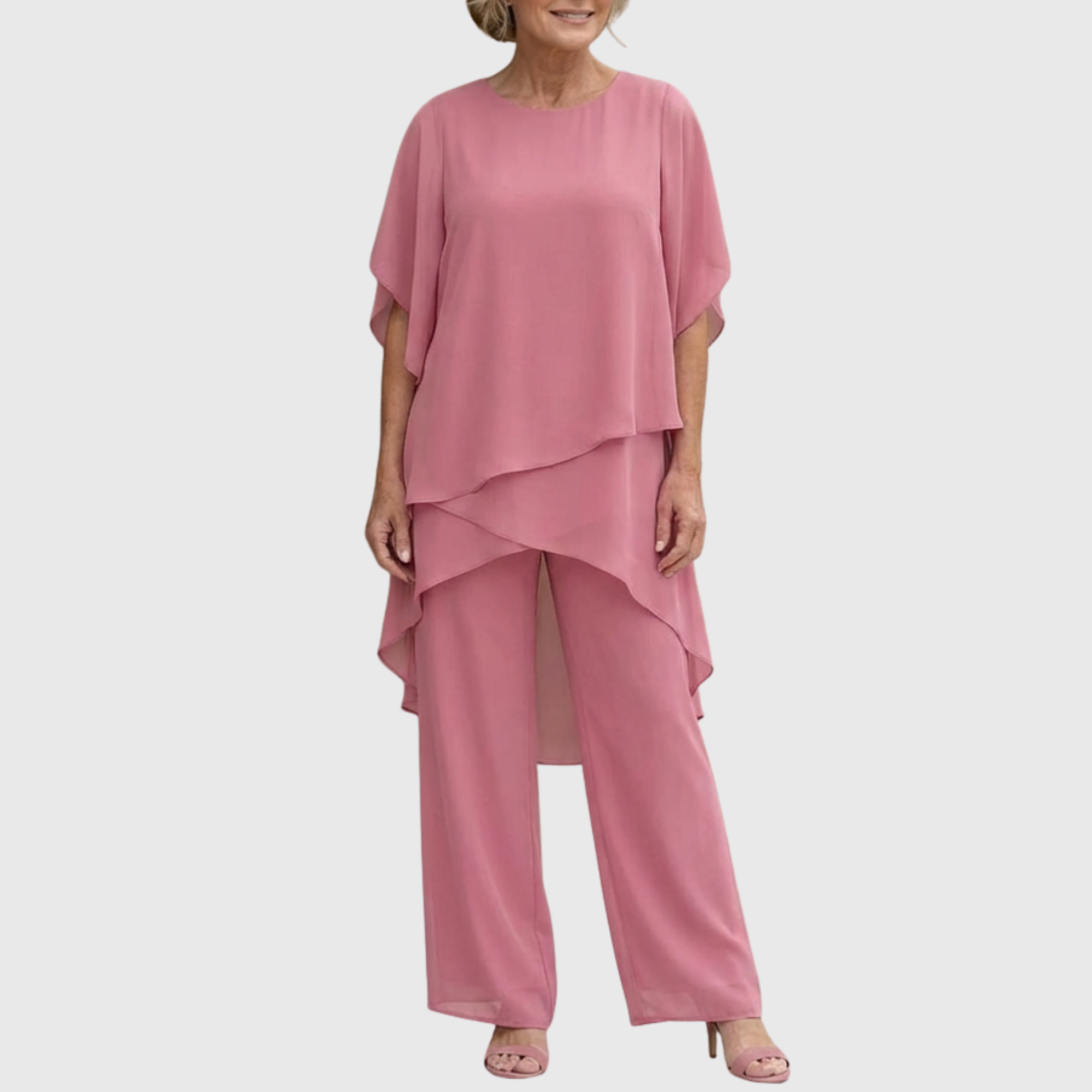 Fosira - Ensemble Femme Élégant Drapé Pantalon Palazzo Fluide