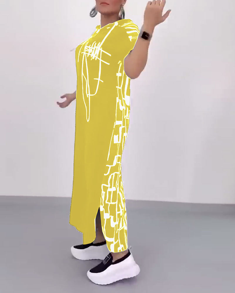 Ilana - Robe Maxi à Contrastes et Fermeture Éclair