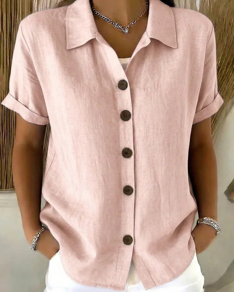 Marovia - Blouse femme boutonnée à manches courtes
