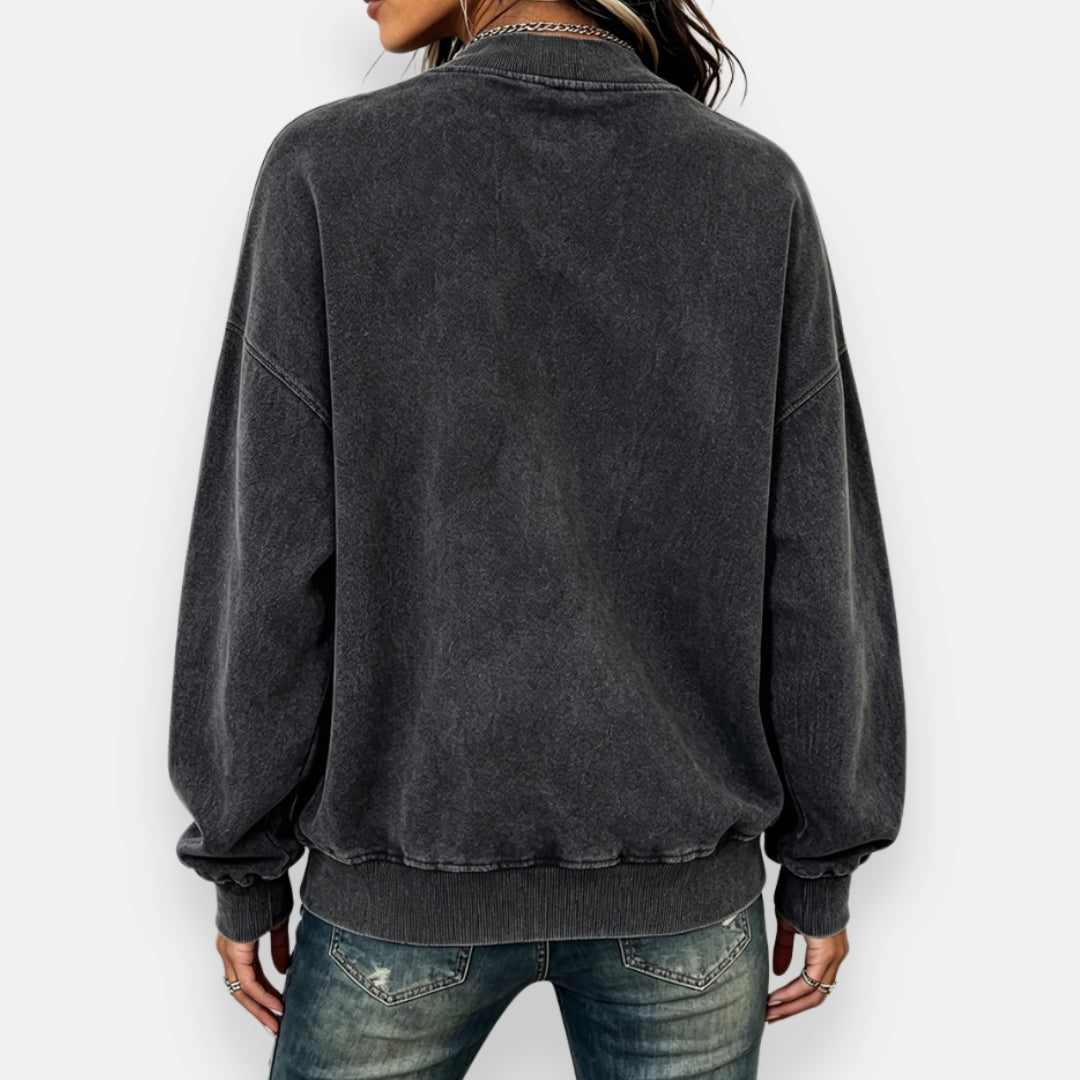 Gerdina - Sweat femme oversize avec zip asymétrique