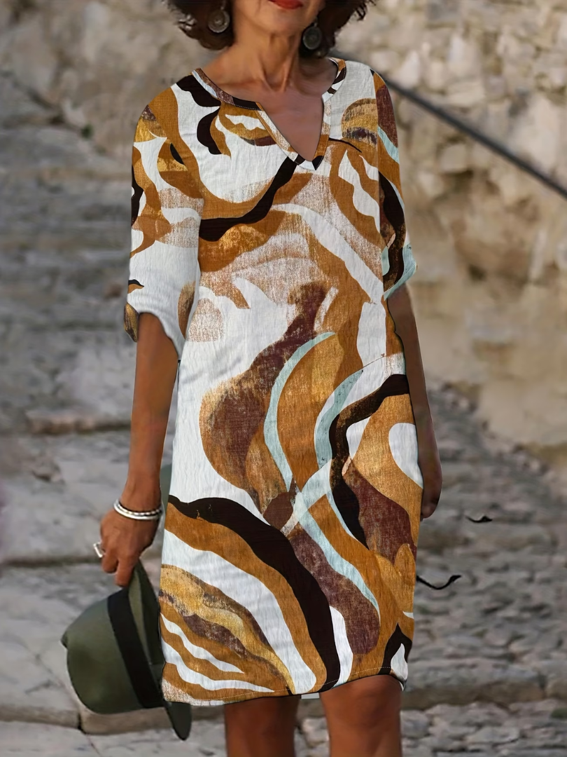 Cavessa - Robe d’été femme légère à imprimé abstrait