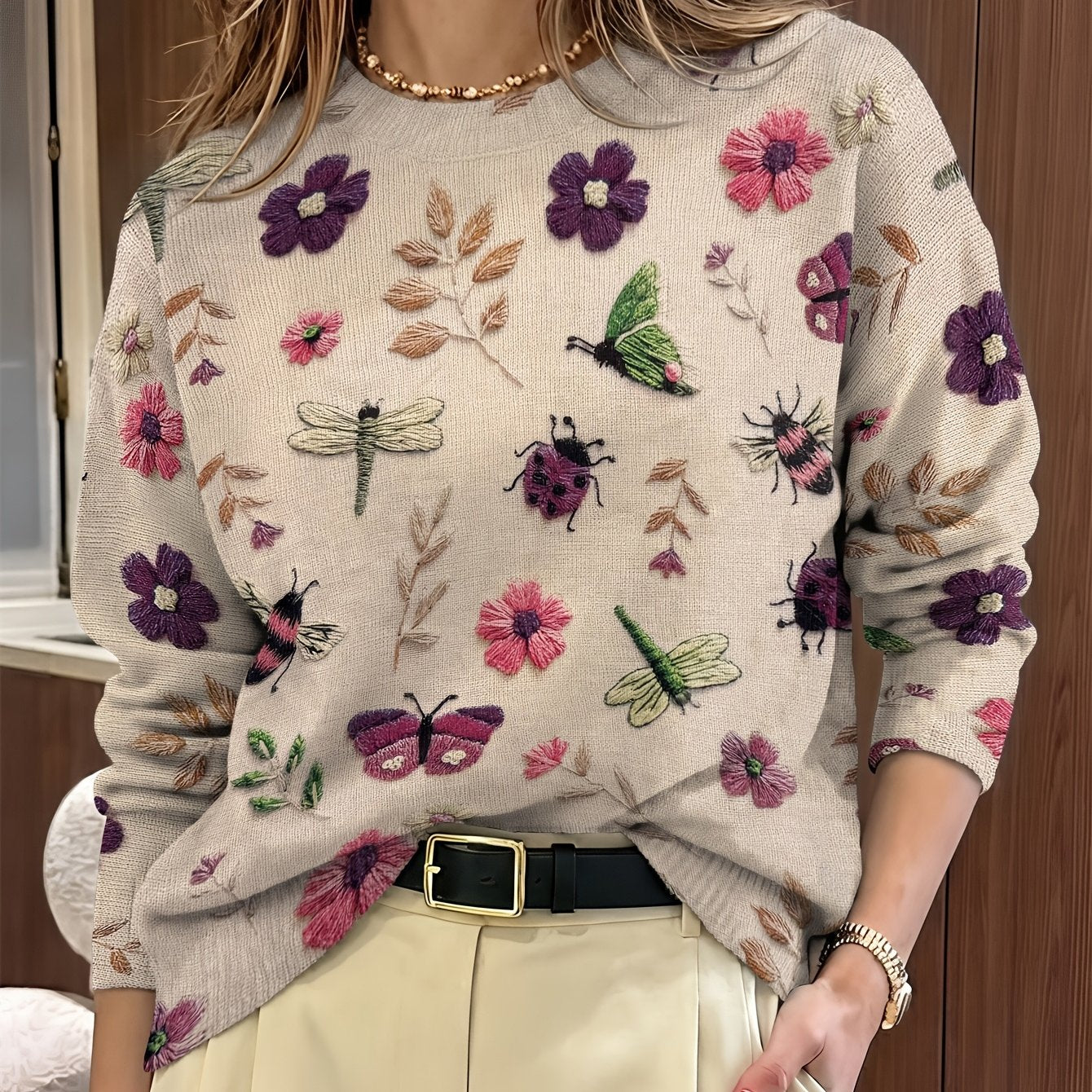 Fiorika - Pull Brodé Nature Élégante