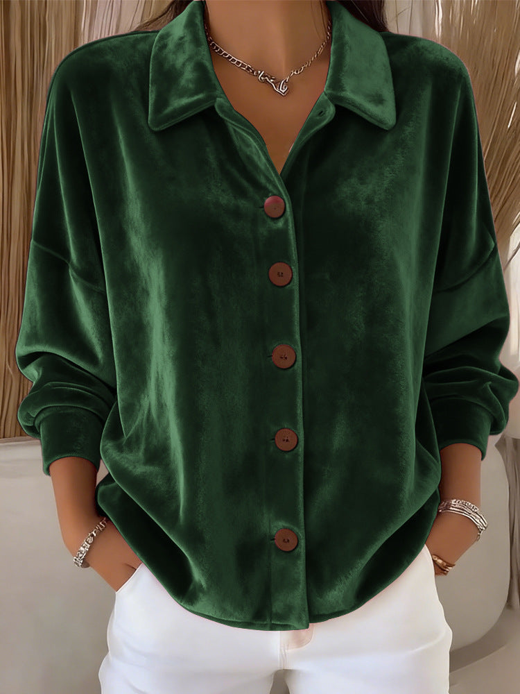 Navyne - Blouse en Velours Élégante à Boutons