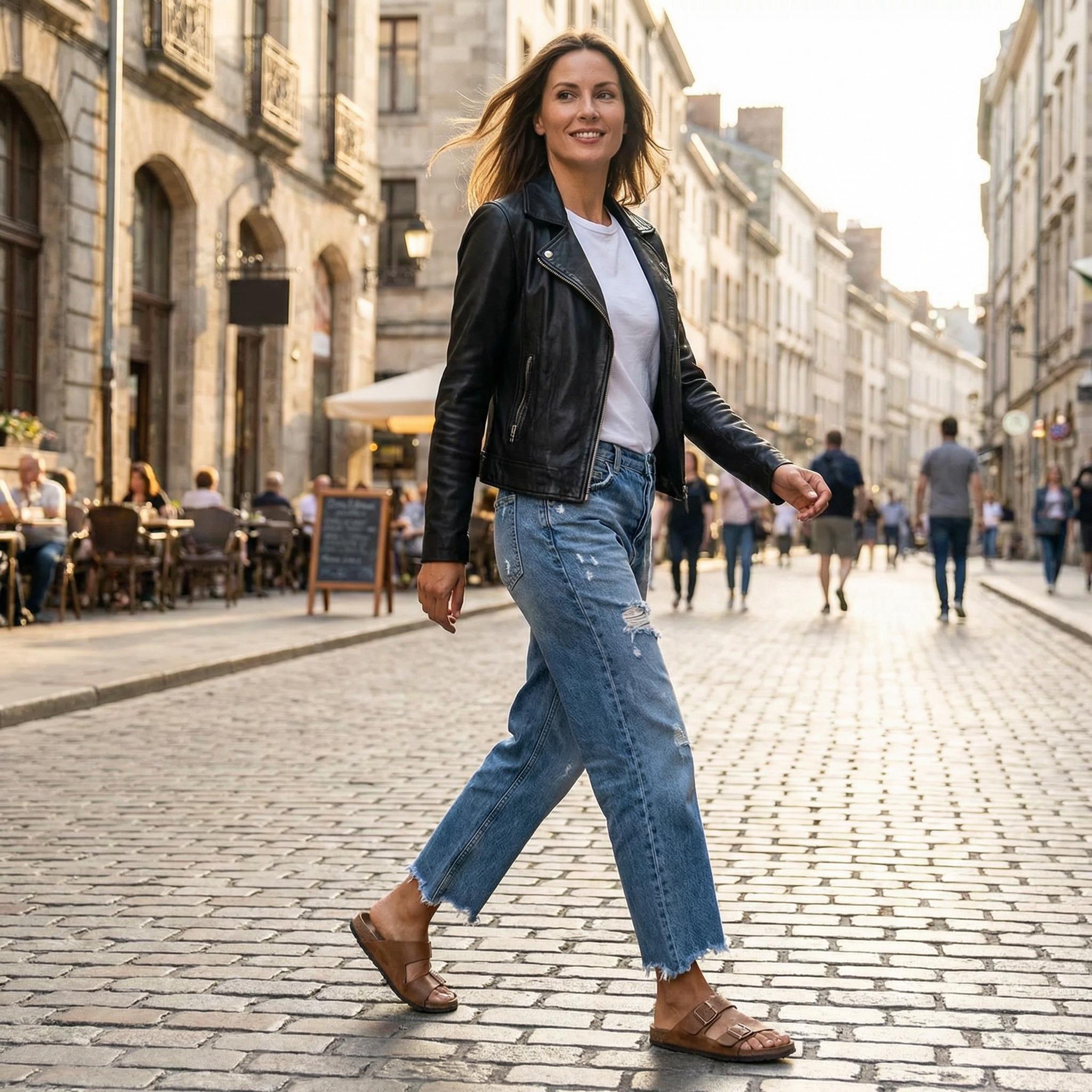 Cazira - Jean Femme Coupe Droite Cropped Denim Confort Moderne