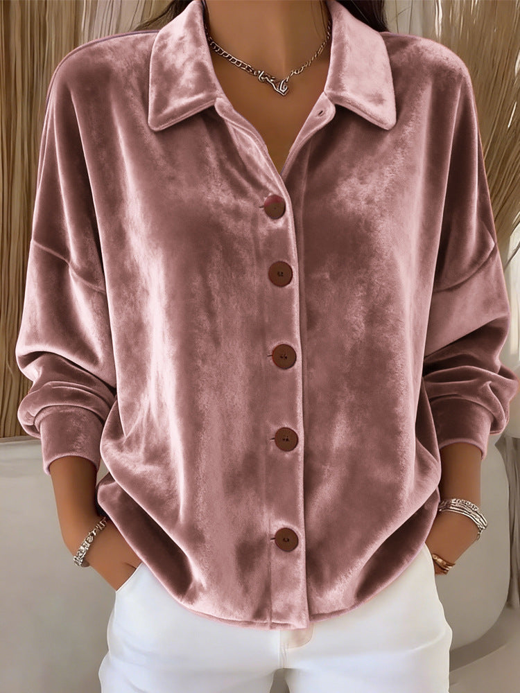 Navyne - Blouse en Velours Élégante à Boutons