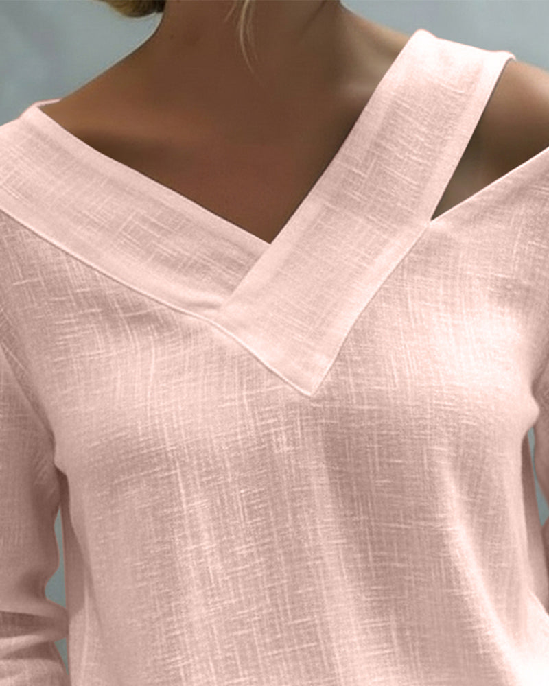 Melyra - Haut Élégant à Col V Décolleté Asymétrique
