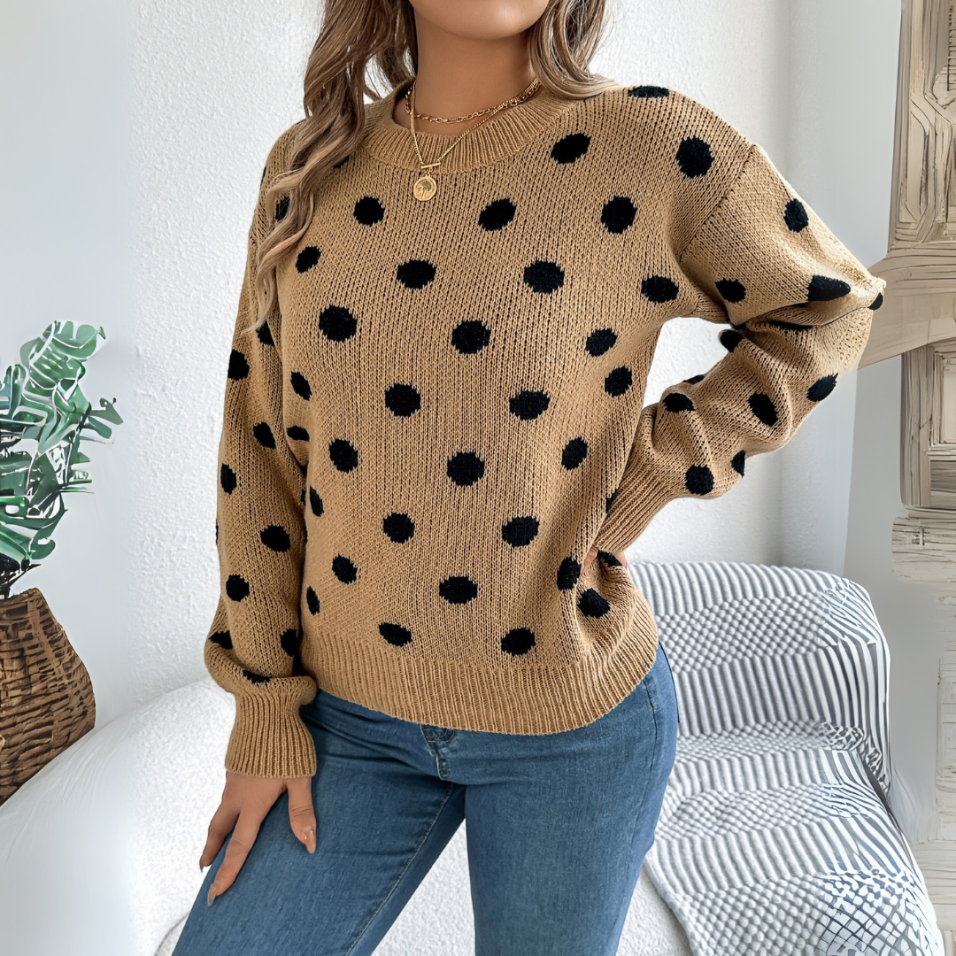 Maud - Pull Tricoté à Pois Élégant et Confortable