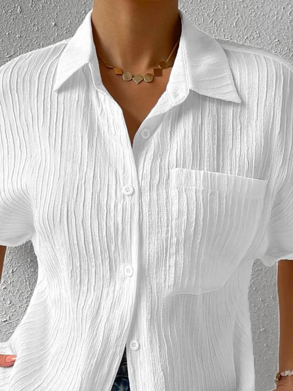 Plyora - Chemisier Femme Ample Boutonné Col Classique Style Casual
