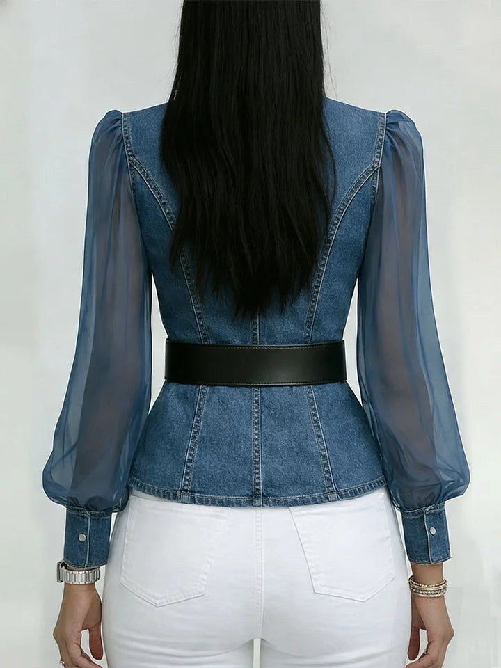 Quinellea - Chemisier Structuré en Denim Élégant