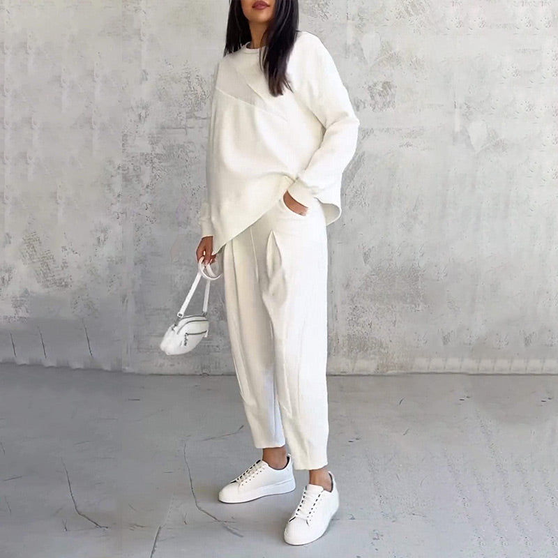 Evanna - Ensemble femme sweat asymétrique avec pantalon confortable