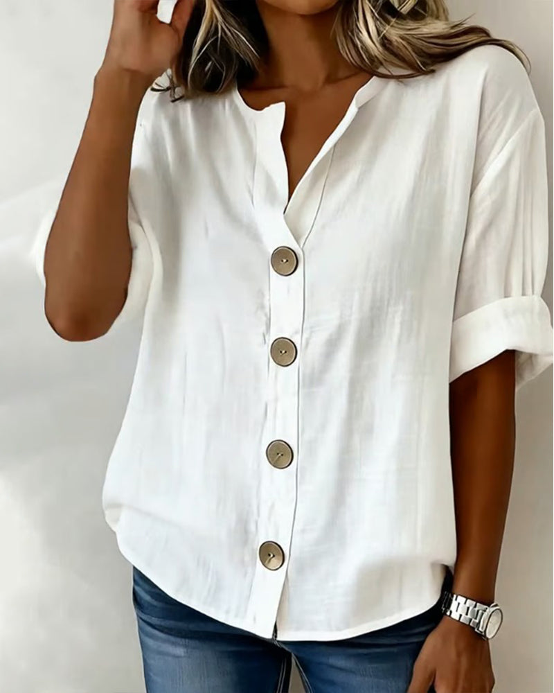 Pavixa - Blouse Femme Légère Boutonnée Coupe Fluide Pour Été