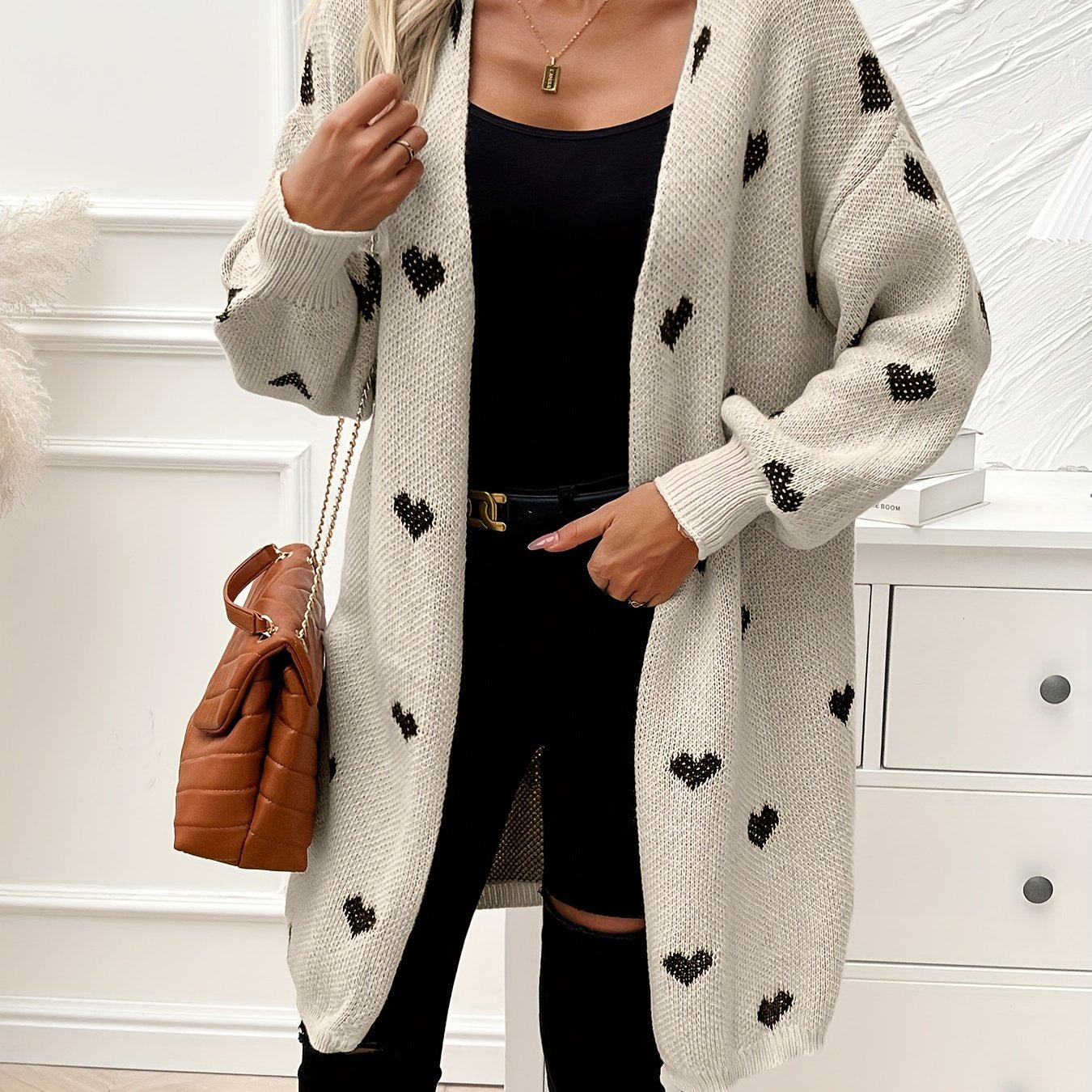 Noretta - Cardigan Tricot Cœur Décontracté