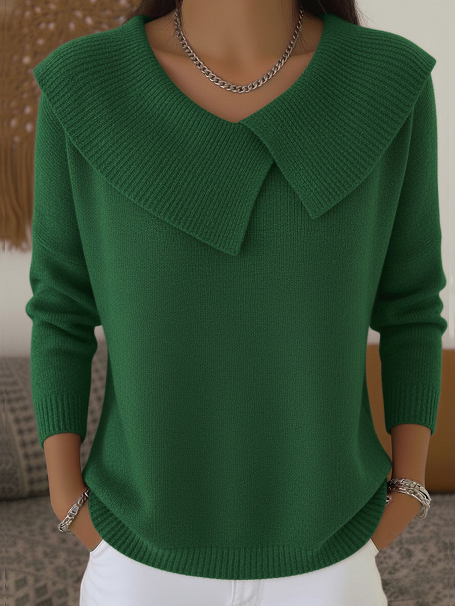Faylorae - Pull Hivernal Élégant pour Femme avec Col à Revers et Motif Festif