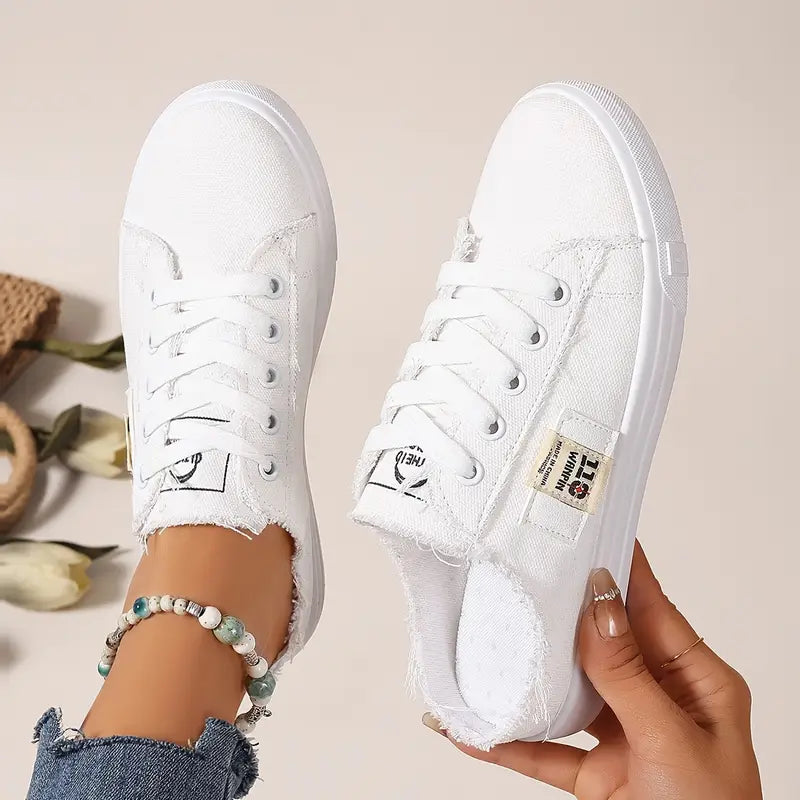 Cyrelia - Chaussures en toile lacées plates tendance et confortables qui vont avec tout
