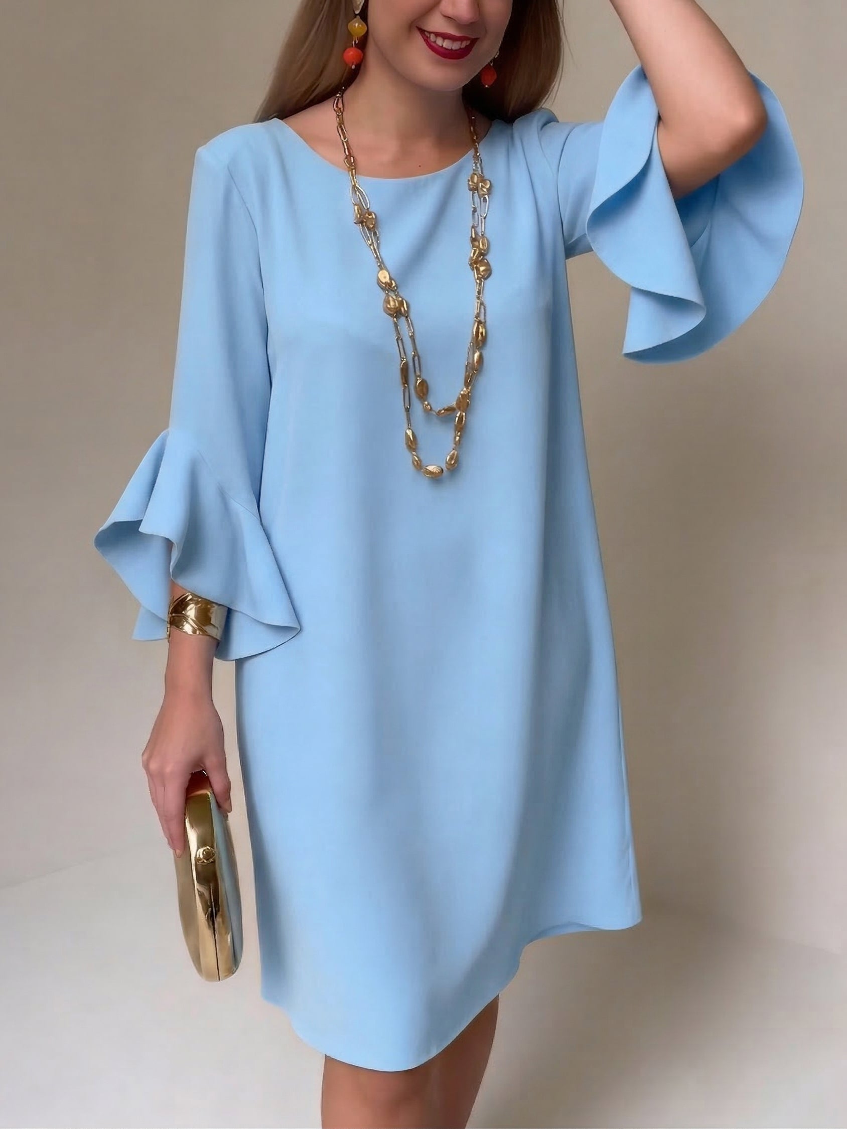 Eryza - Robe Femme Fluide Manches à Volants Coupe Confort Style Élégant