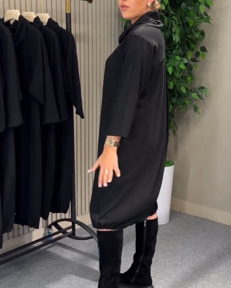 Kaelira - Robe femme à col drapé fluide et poches pratiques