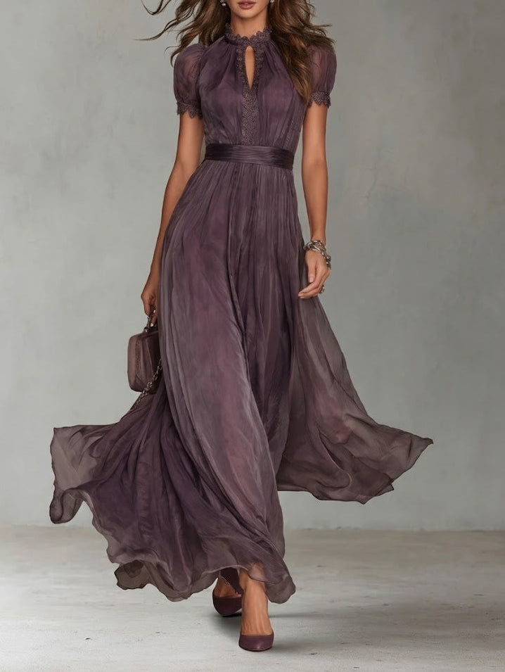 Lunvra - Robe Femme Longue Fluide Élégante Style Rétro Pour Soirée