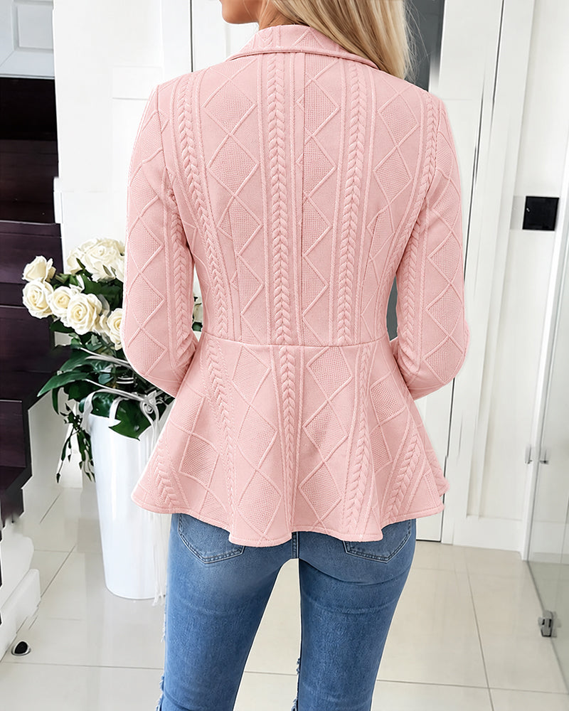 Geeske - Cardigan femme à motif chevron et argyle avec col rabattu