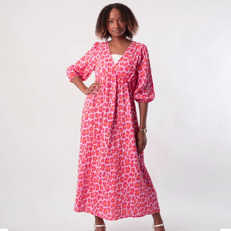 Cenovia - Robe Imprimée Femme à Décolleté V Élégant