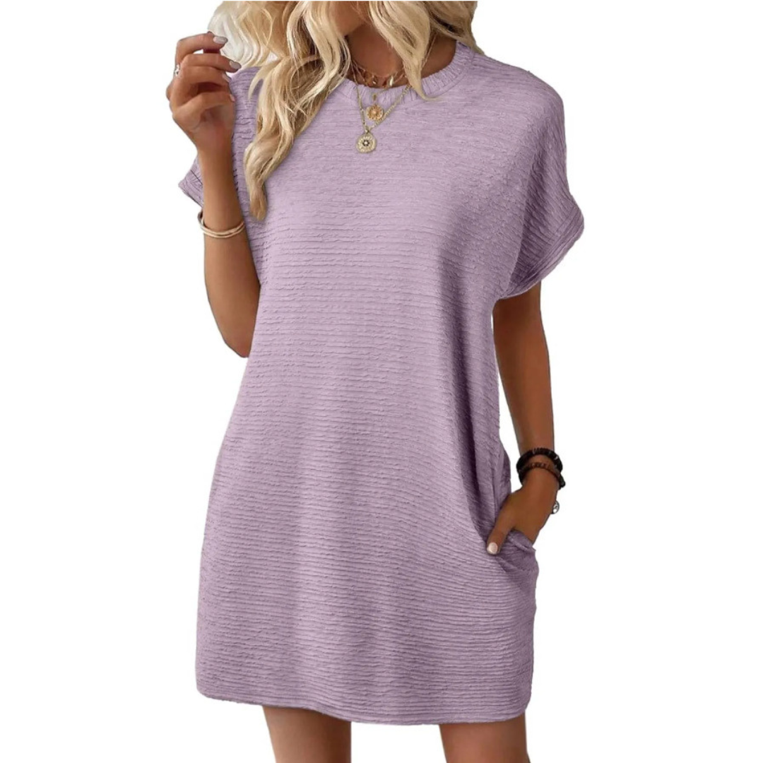 Aurellia - Robe d’été femme à col rond et coupe décontractée