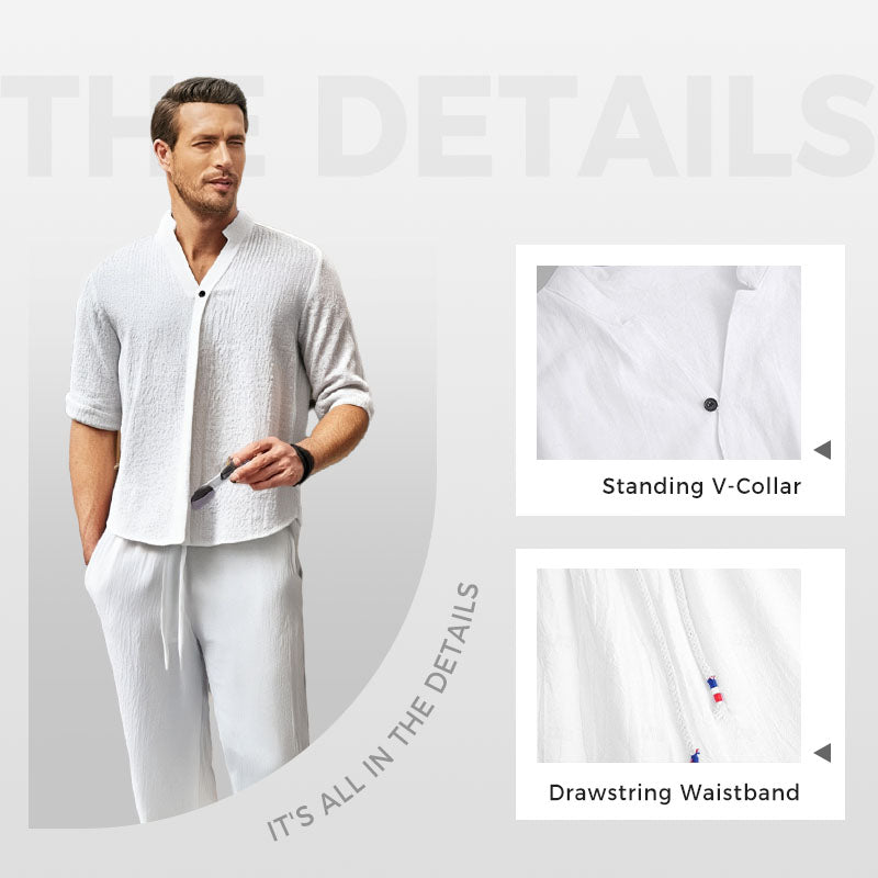 Victor - Ensemble deux pièces en coton pour hommes : haut et pantalon