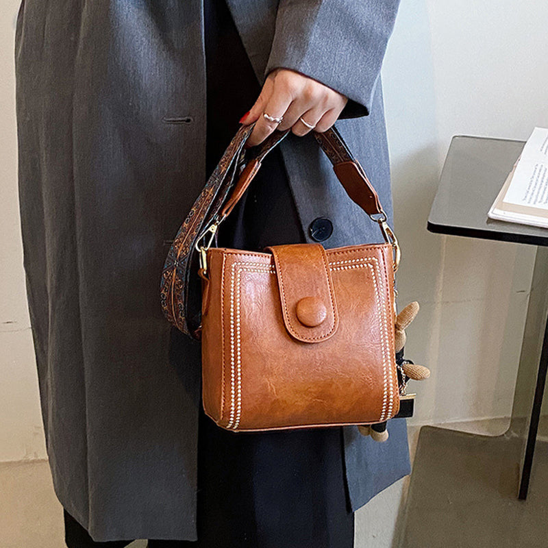 Marguerite - Sac Carré Rétro en PU Souple pour Femmes