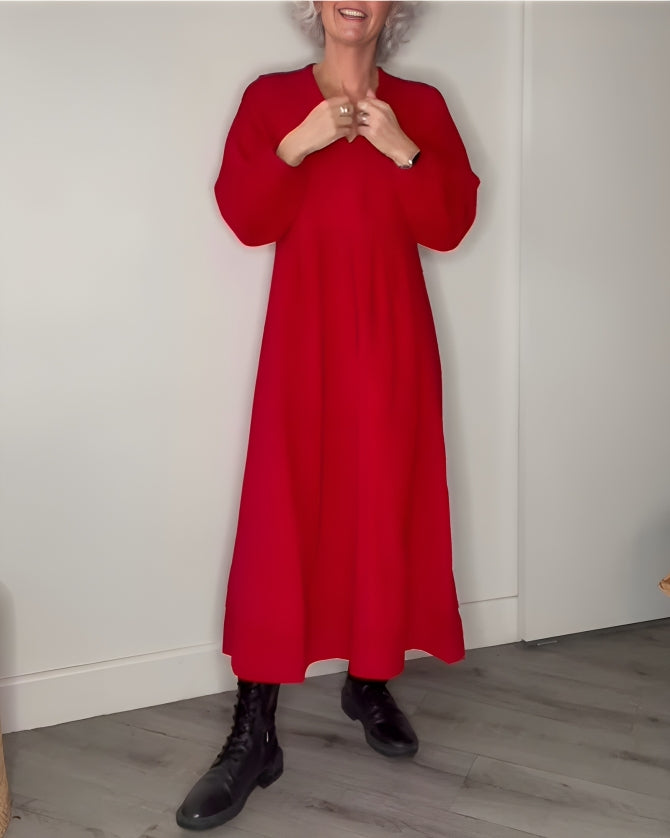 Amanda - La robe longue amincissante avec décolleté en V
