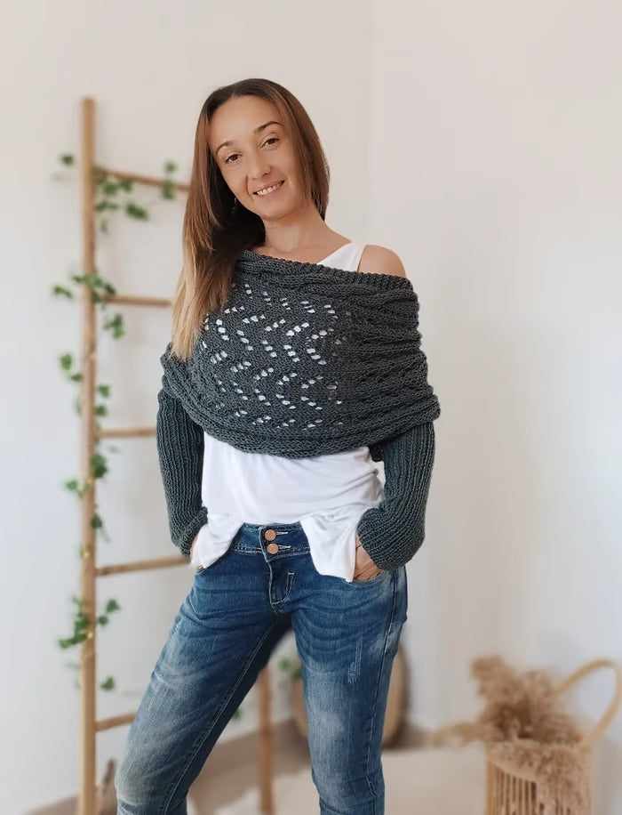 Alyssa - Châle en tricot boho – Flatteur et confort
