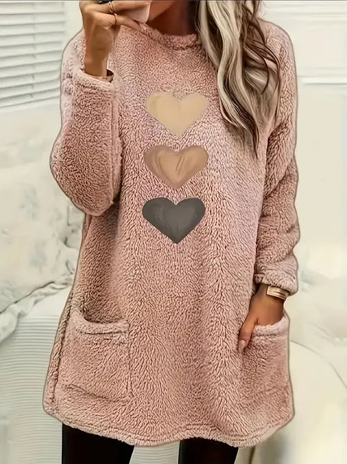 Patrice - Sweatshirt Polaire Cœur Coloré avec Poches