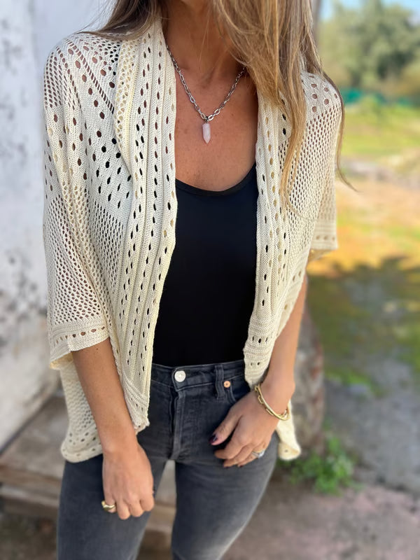 Alithia - Cardigan à demi-manches creuses