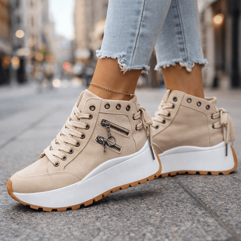 Jasmyra - Baskets plateforme femme denim bleu style chunky moderne