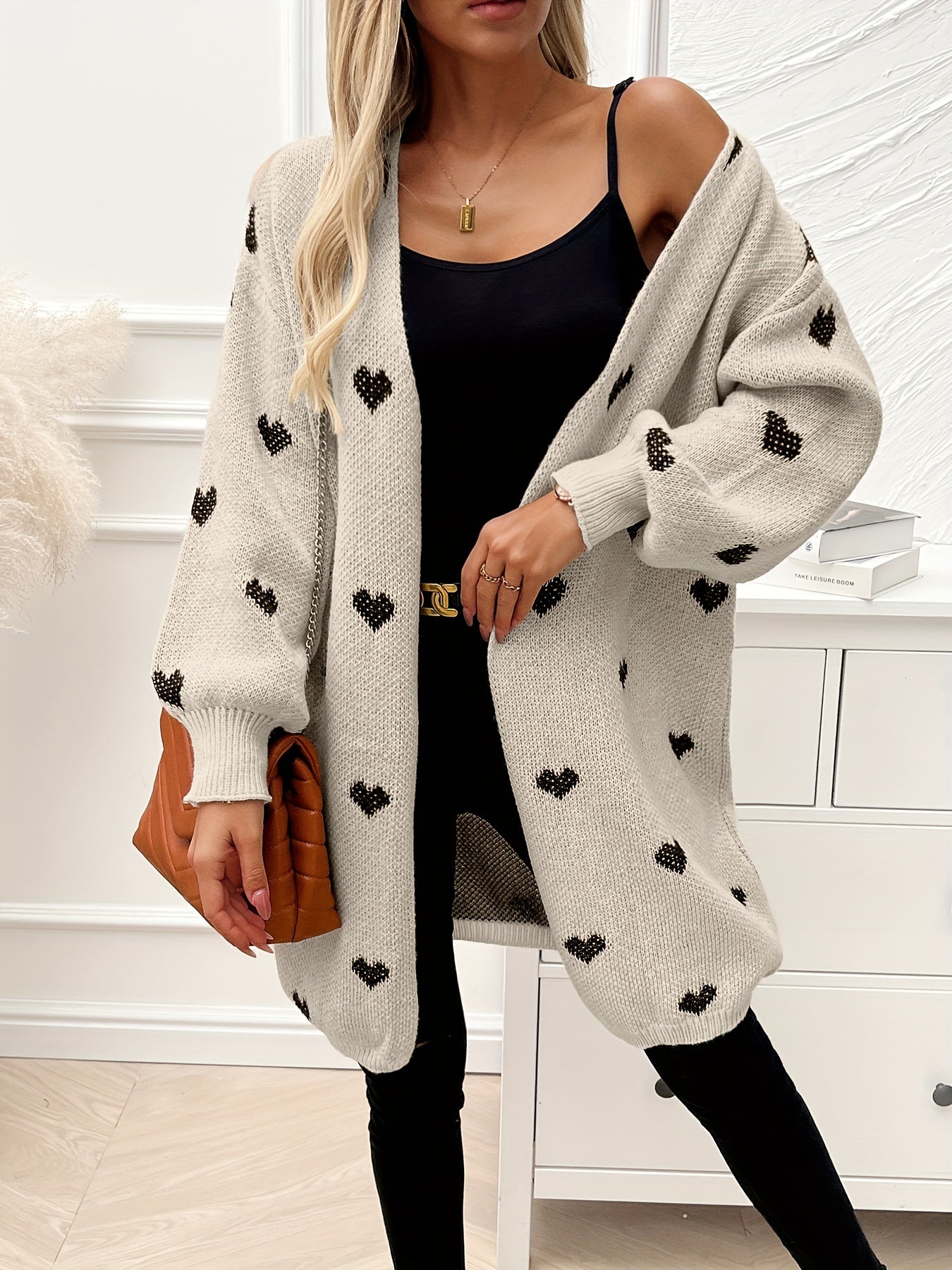 Rochelle - Cardigan Tricot à Motif Cœur