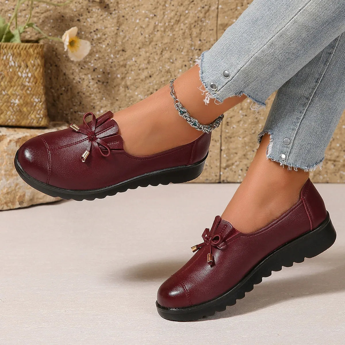 Nieske - Mocassins Femme Confortables à Enfiler avec Nœud et Semelle Plateforme