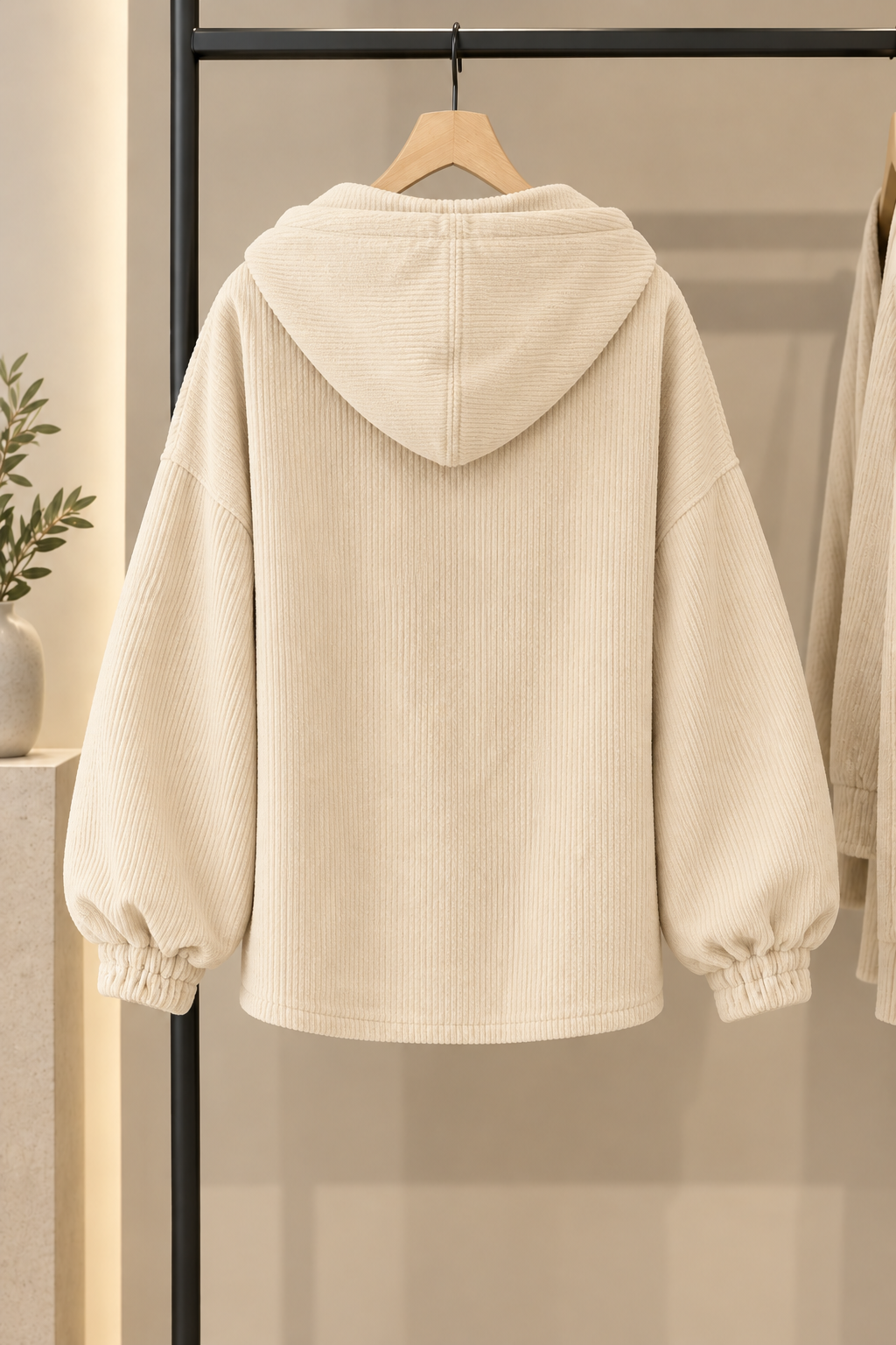 Berber - Veste femme oversize effet velours côtelé avec capuche